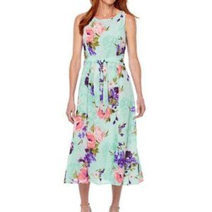 NWT Black Label by Evan Picone Blue Floral Dress N